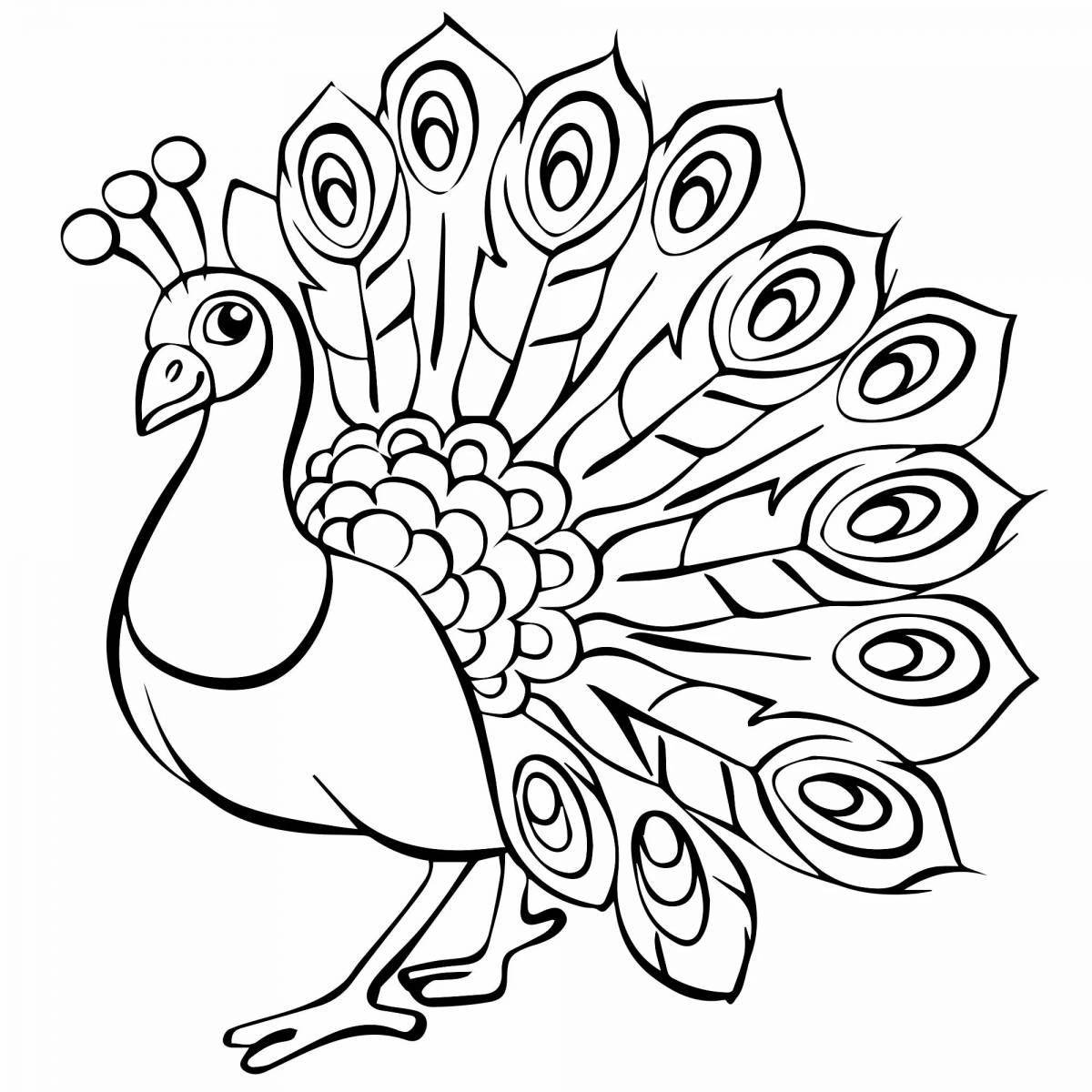Coloring book bright fiery bird for children 5-6 years old