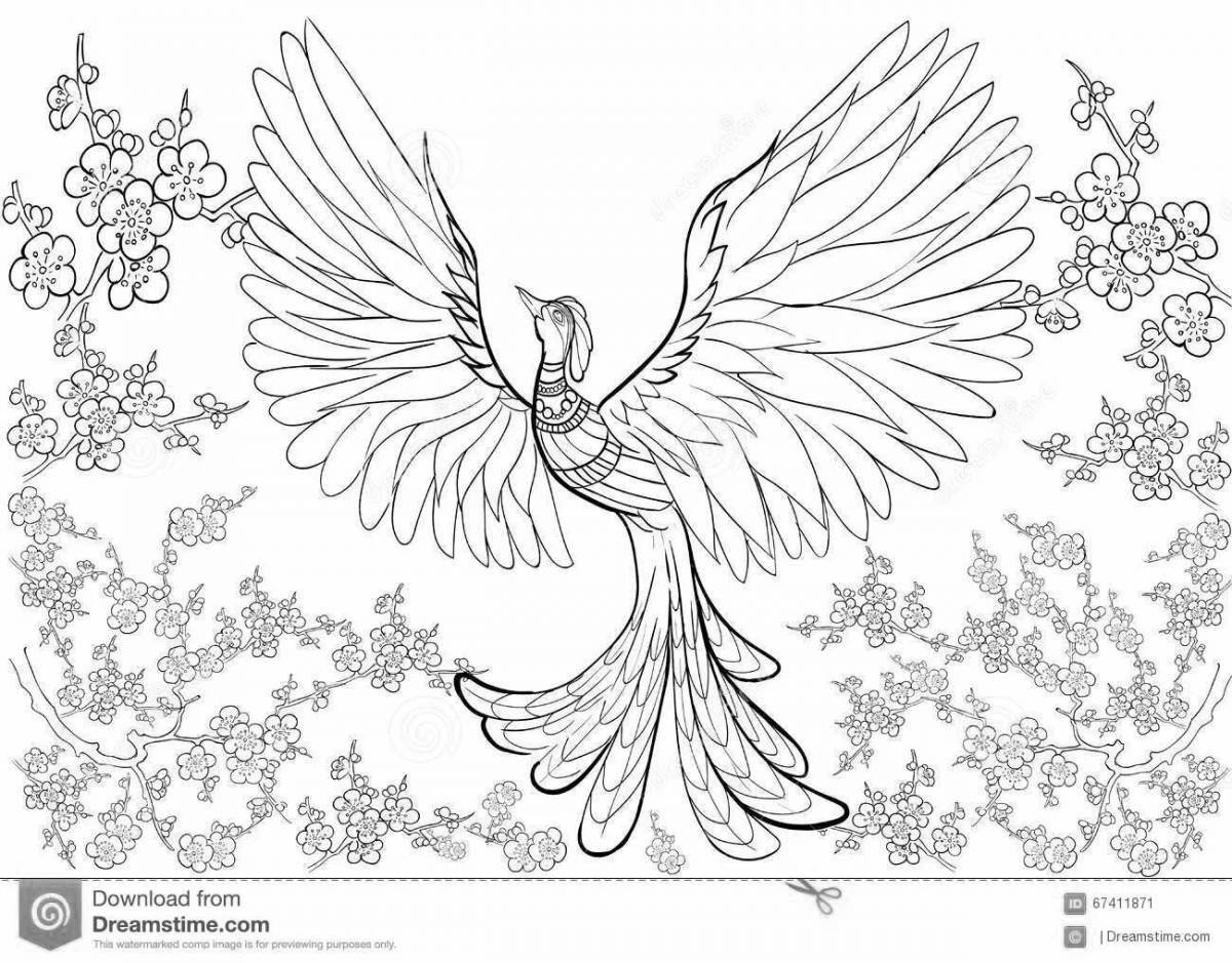 Amazing fire birds coloring page for kids
