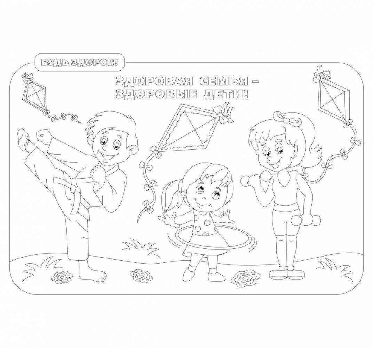 Playful healthy preschool coloring book