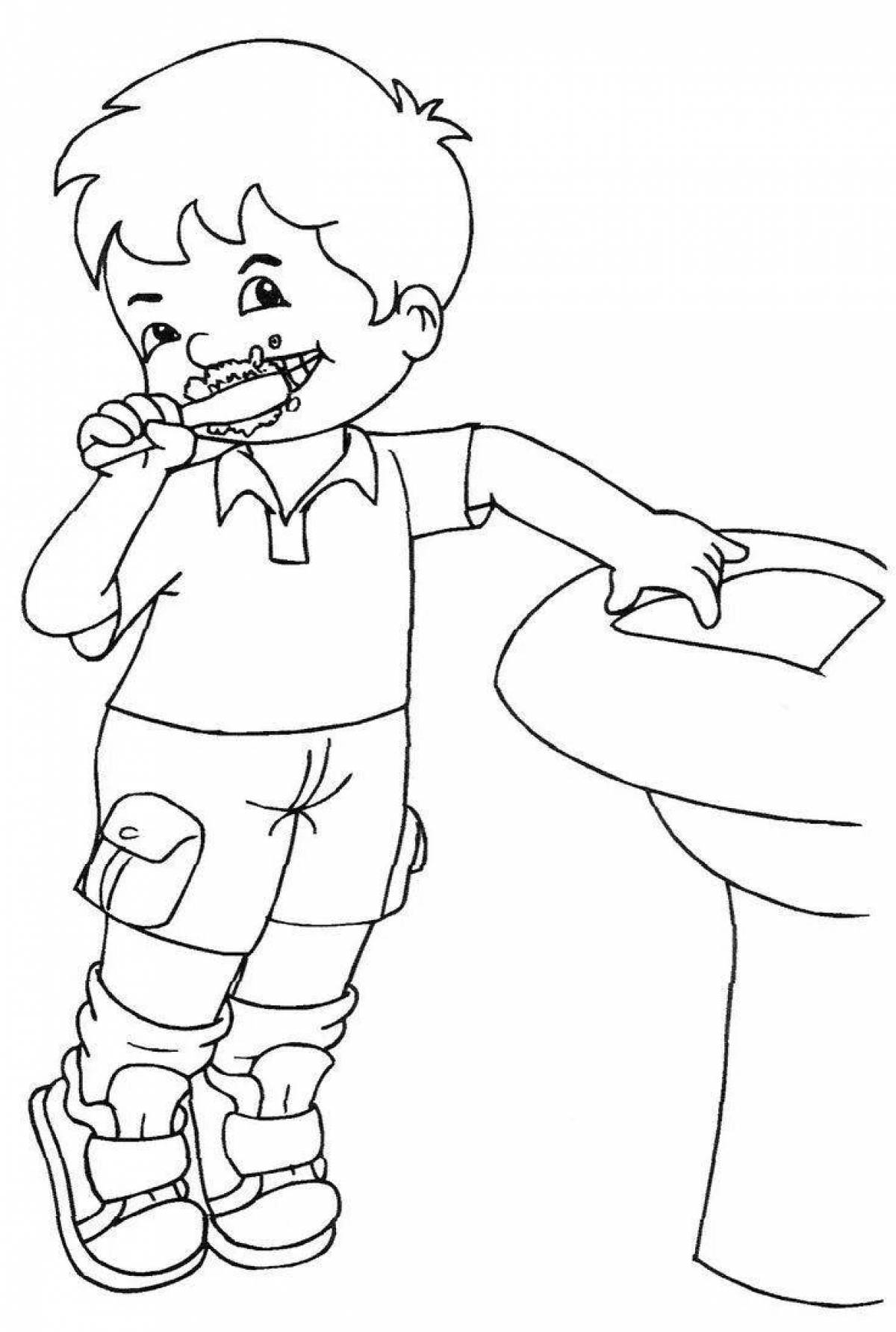 Color-explosion healthy preschool coloring page