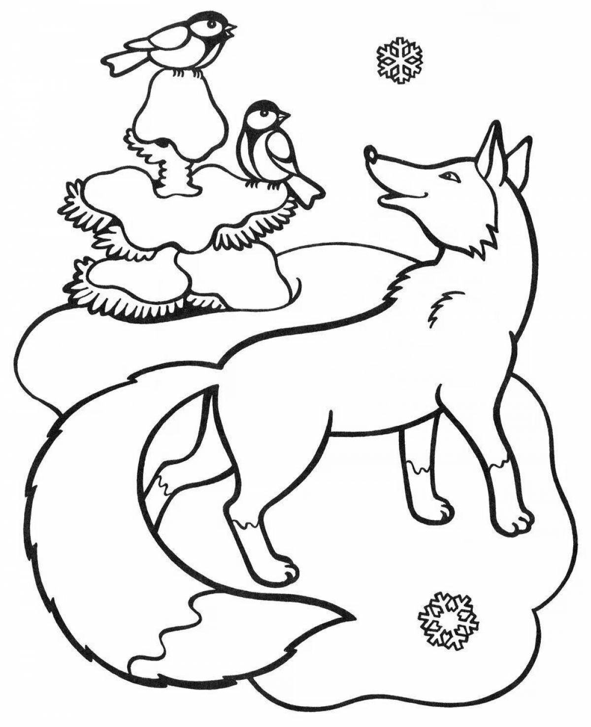 Funny animal coloring pages in winter