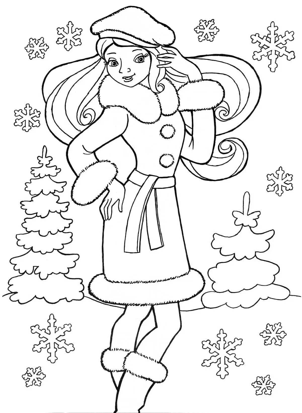 Cheerful coloring of the snow maiden