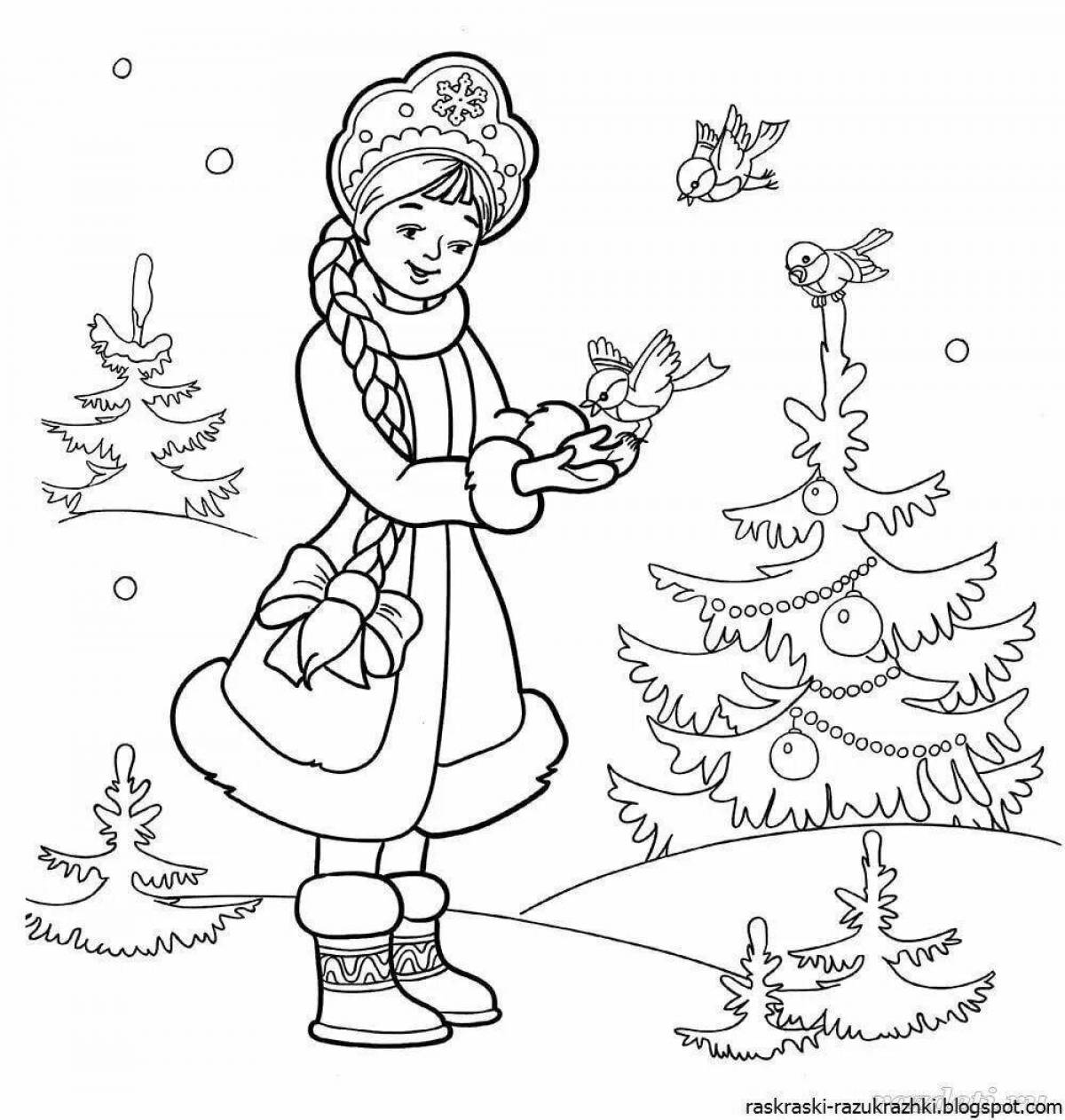 Animated snow maiden coloring book