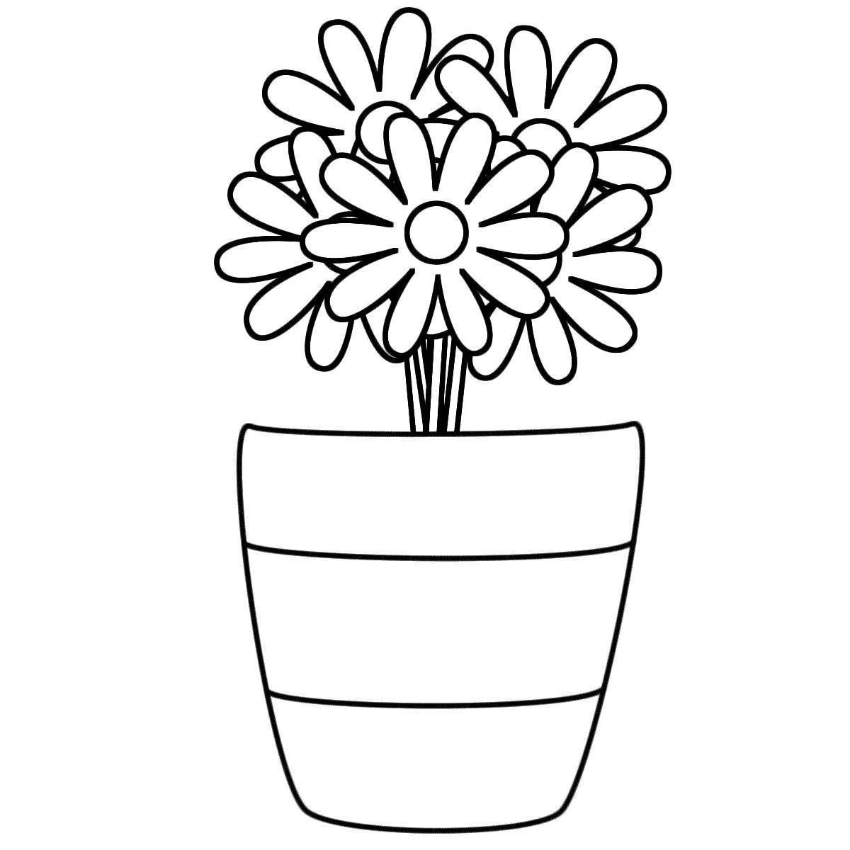 Shining coloring flowers in a vase for children