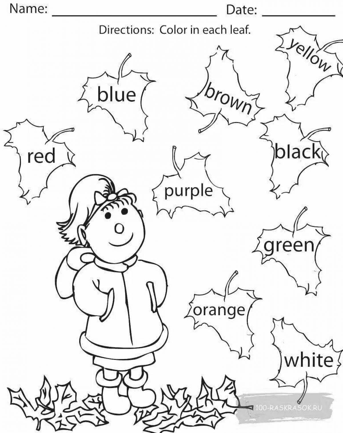 Fun coloring book with english assignments for grade 4