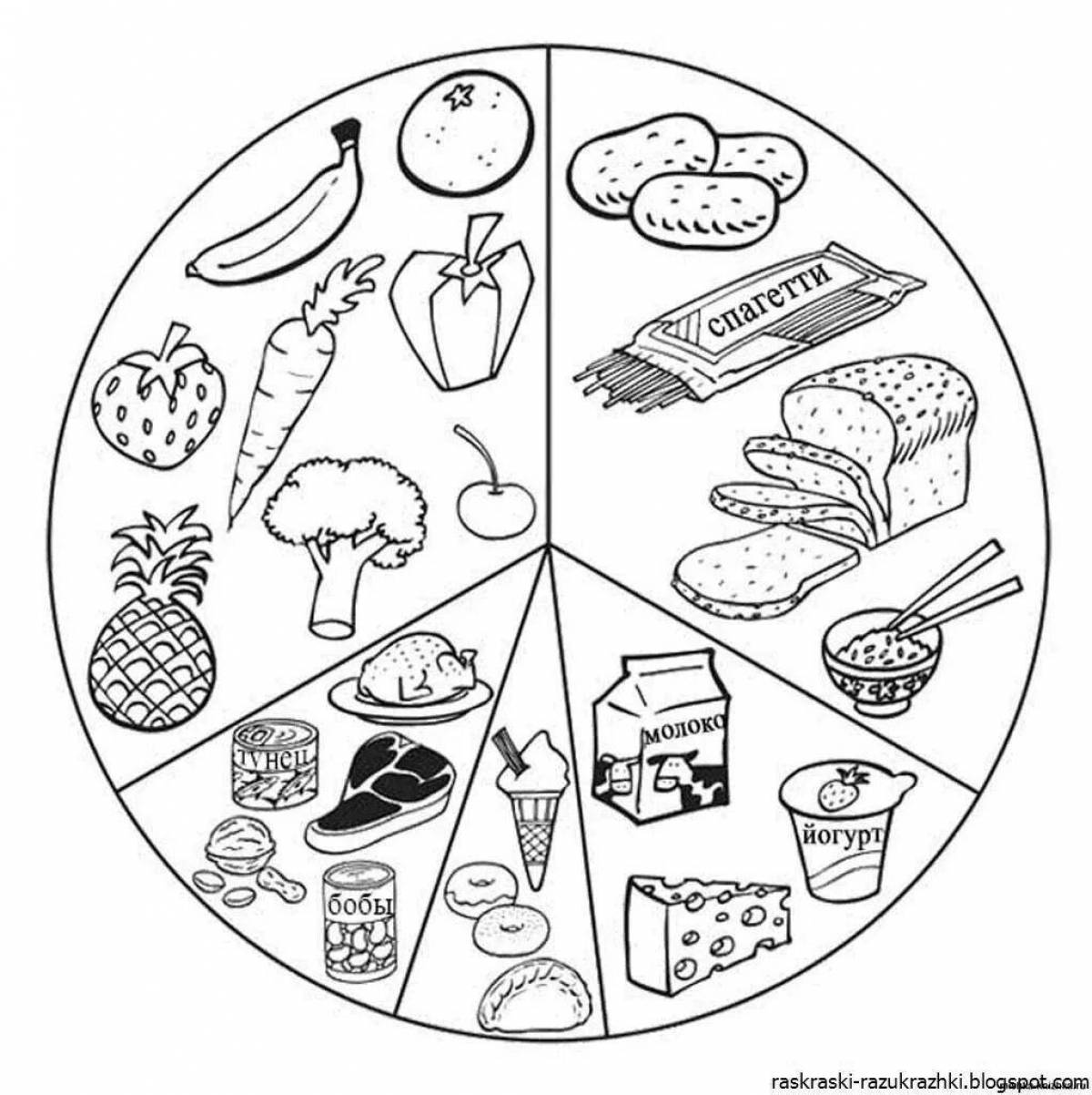 Useful healthy food coloring book for 4-5 year olds