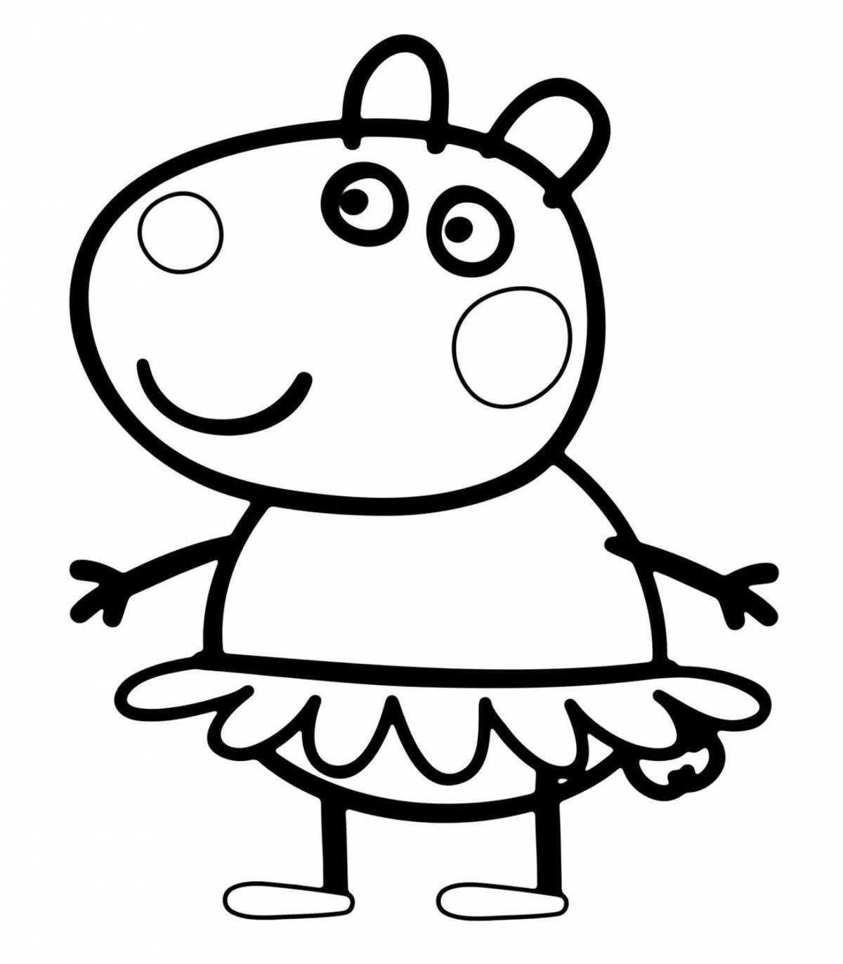 Playful peppa pig coloring page for kids