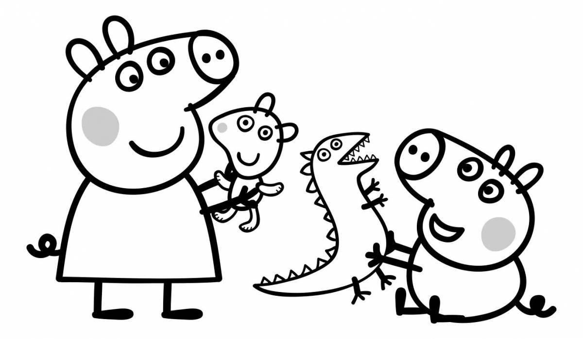 Rainbow peppa pig coloring pages for kids
