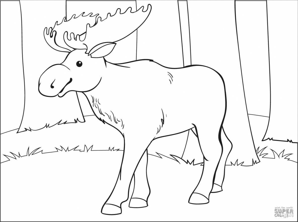Colouring bright elk for children 6-7 years old