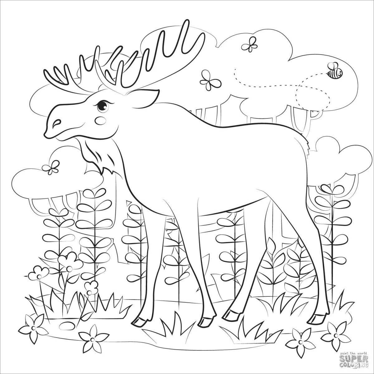 Colorful elk coloring book for children 6-7 years old