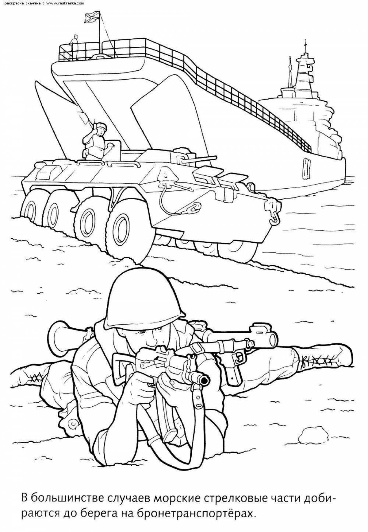 Colorful military coloring for kids