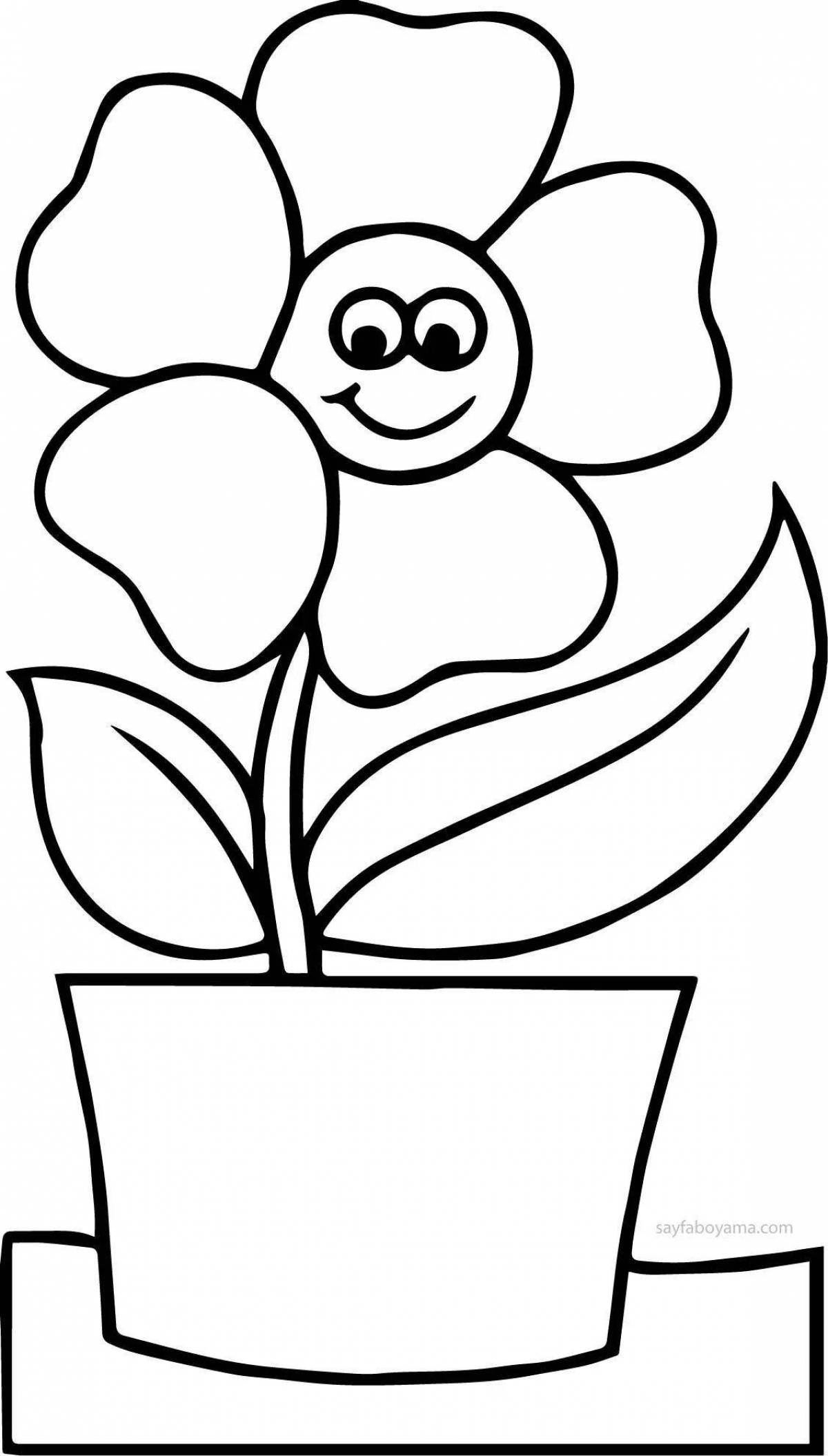 Beautiful flower in a pot for 3-4 year olds