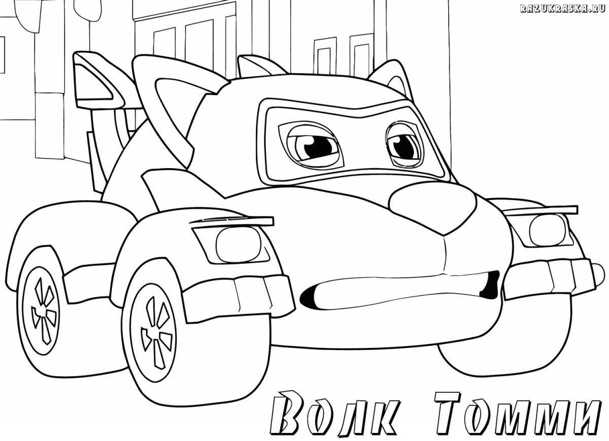 Photo Funny cartoon cars coloring book
