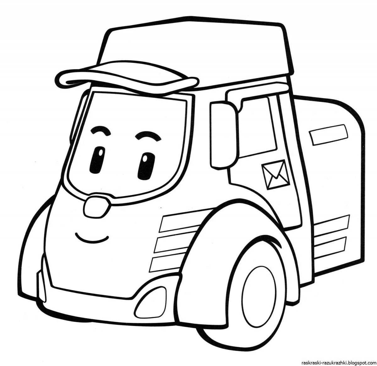 Photo Attractive cartoon car coloring page