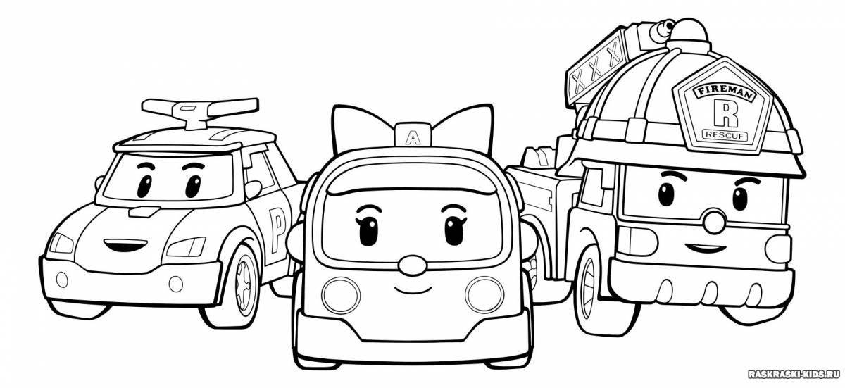 Colored cartoon coloring cars