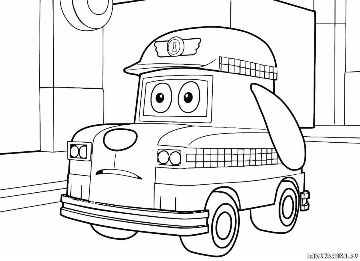 Color-frenzy cartoon cars coloring page