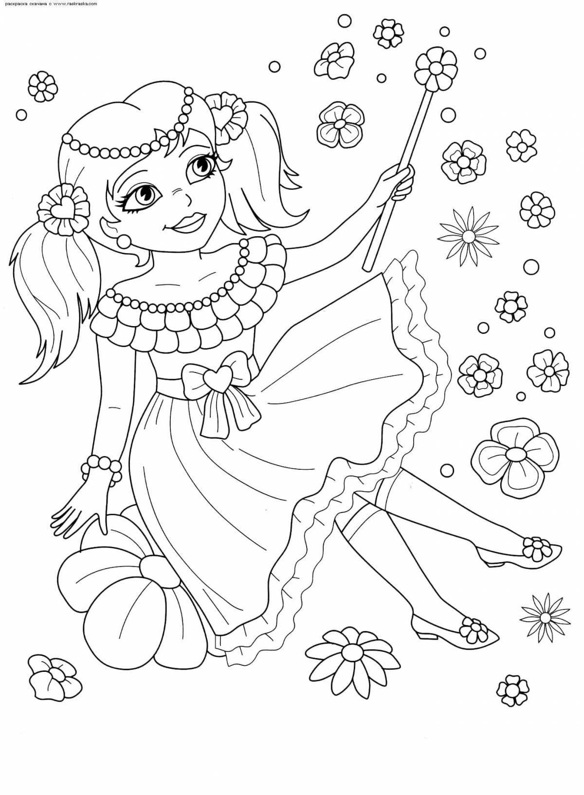 Dazzling coloring book for princess girls 5-6 years old