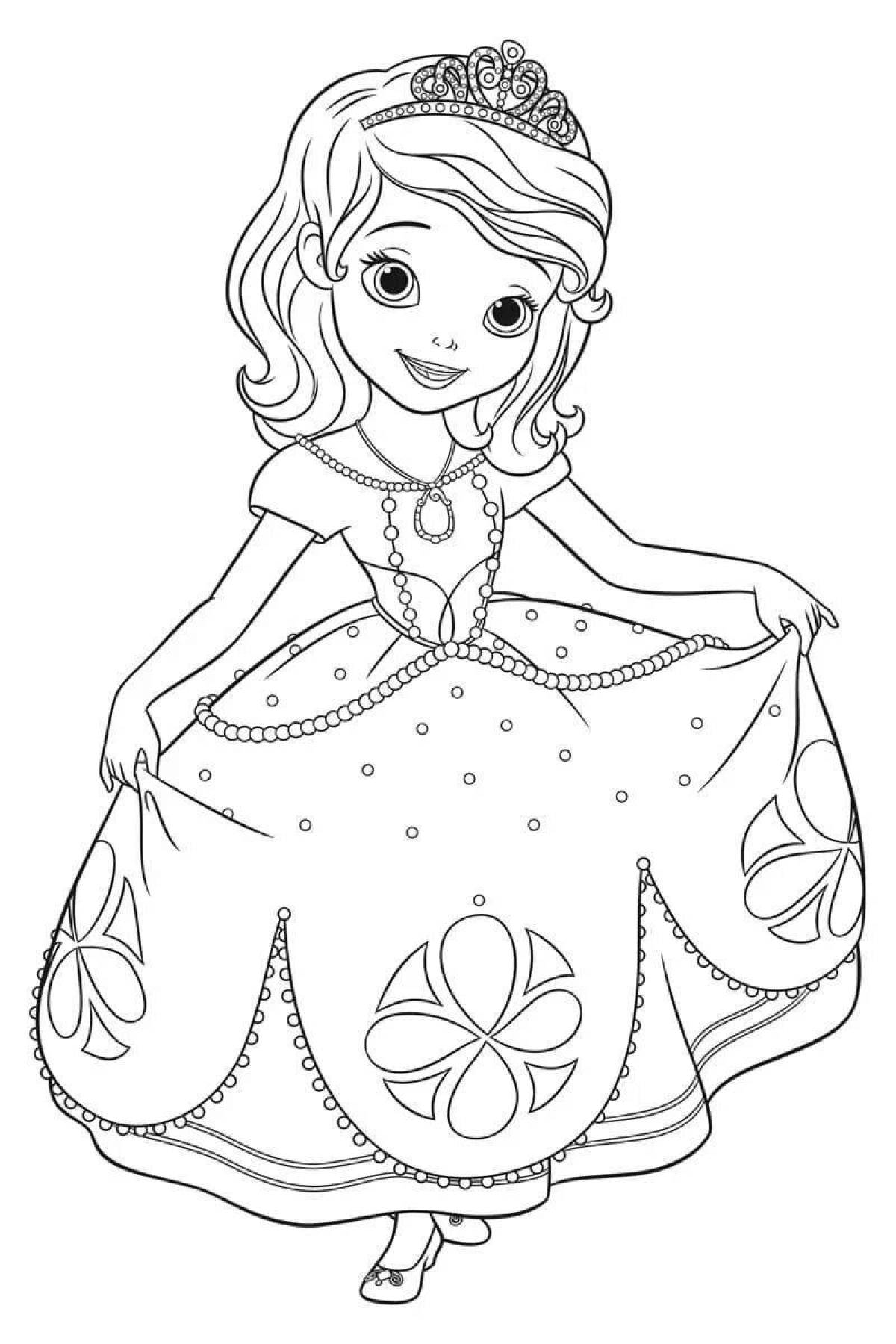 Веселая раскраска для девочек принцесс 5-6 лет