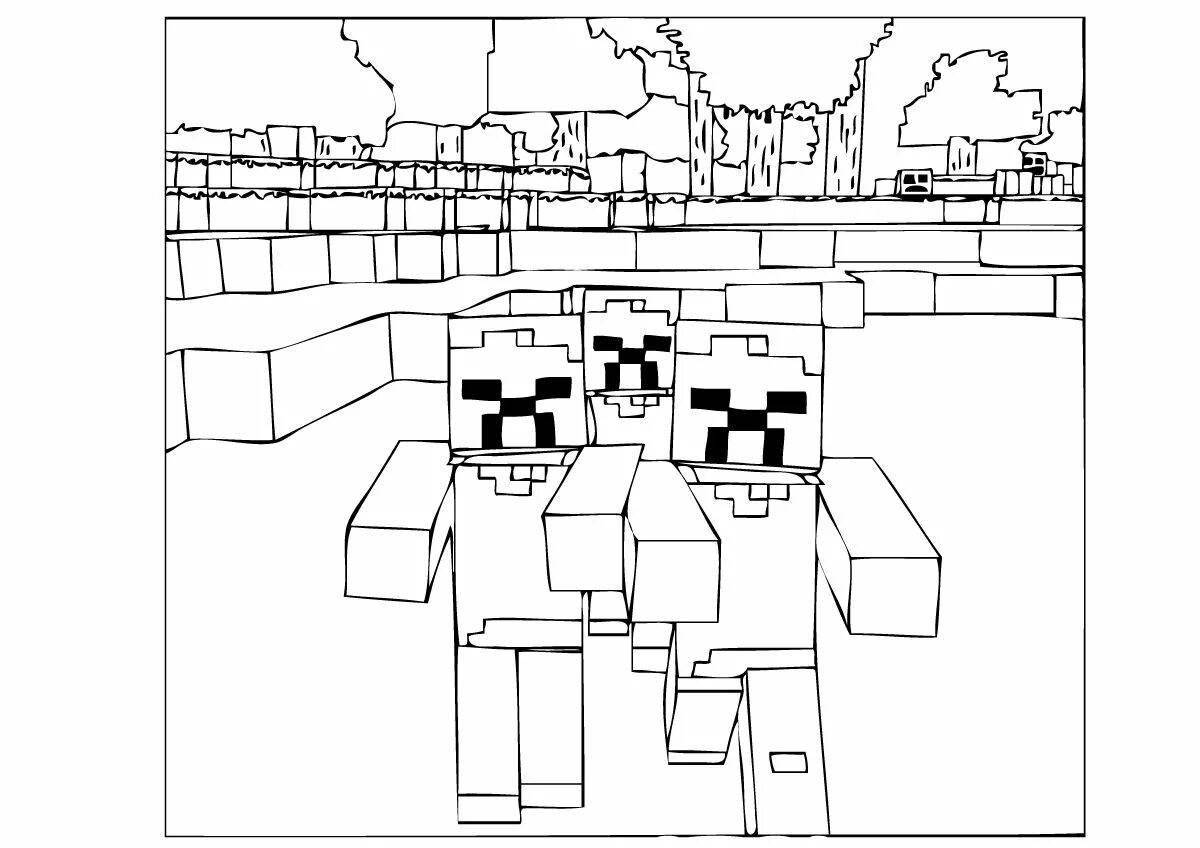 Impressive coloring of lanes in the style of minecraft