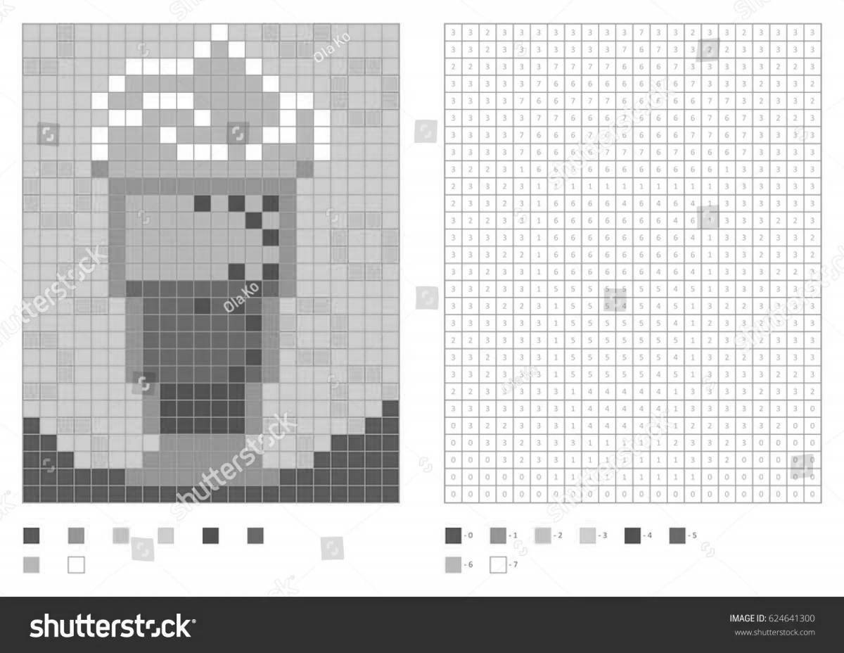 Красочная игра-раскраска по номерам без интернета по клеточкам