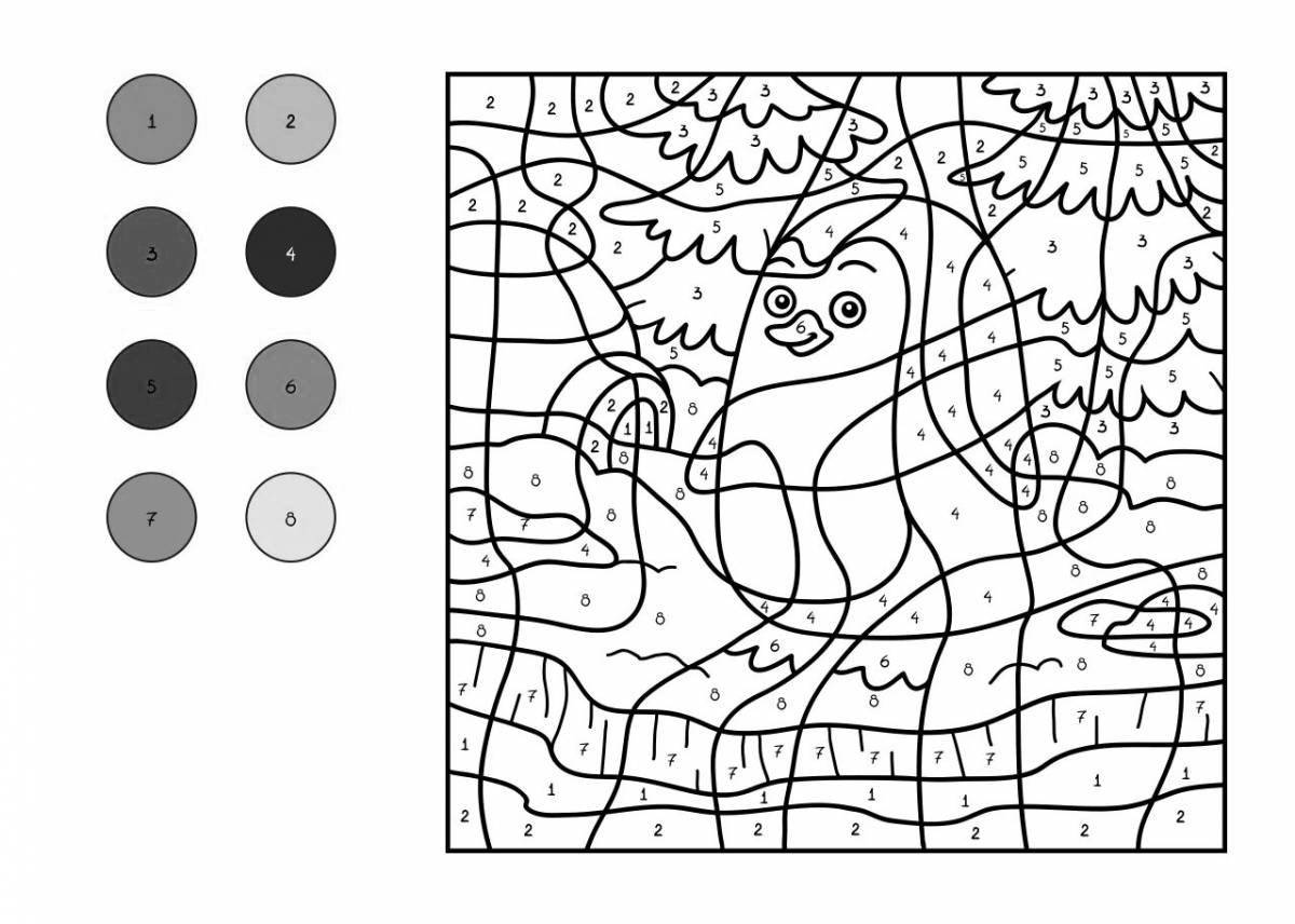 An entertaining coloring game by numbers without internet by cell