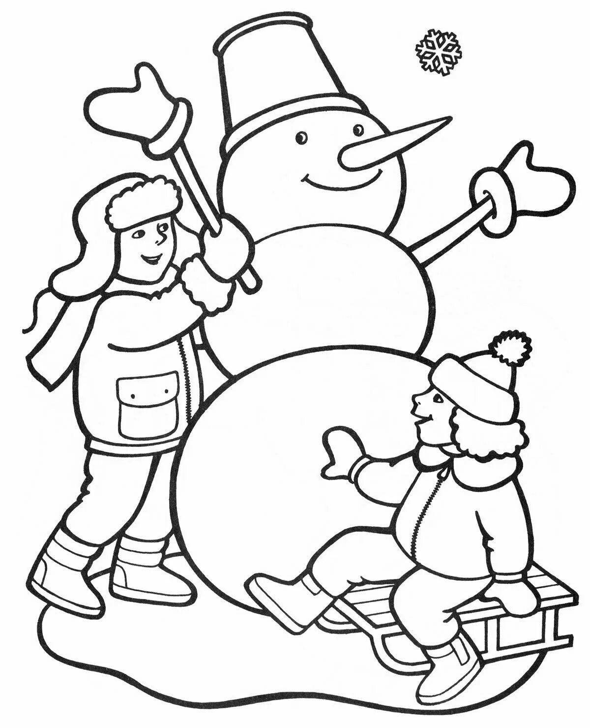 Funny winter coloring book