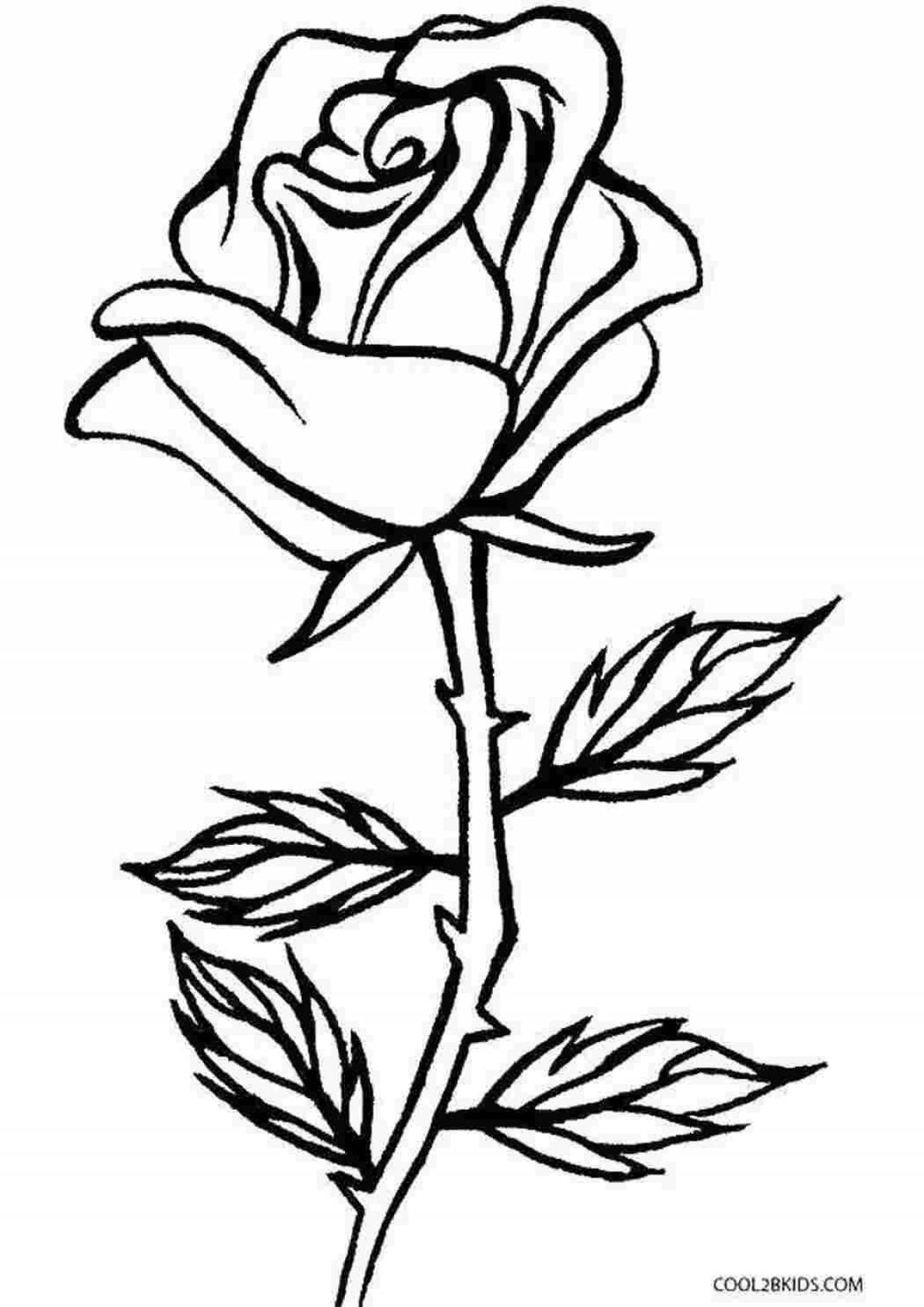 Радостная раскраска розы для детей 5-6 лет