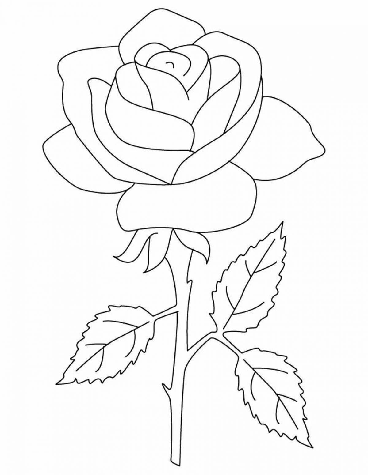 Colourful rose coloring book for children 5-6 years old