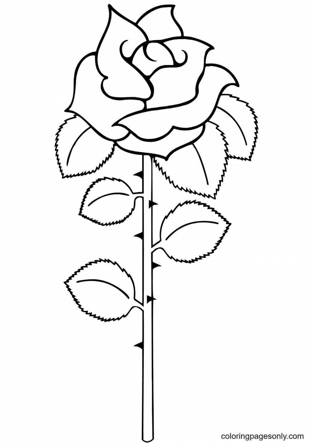Игривая раскраска розы для детей 5-6 лет