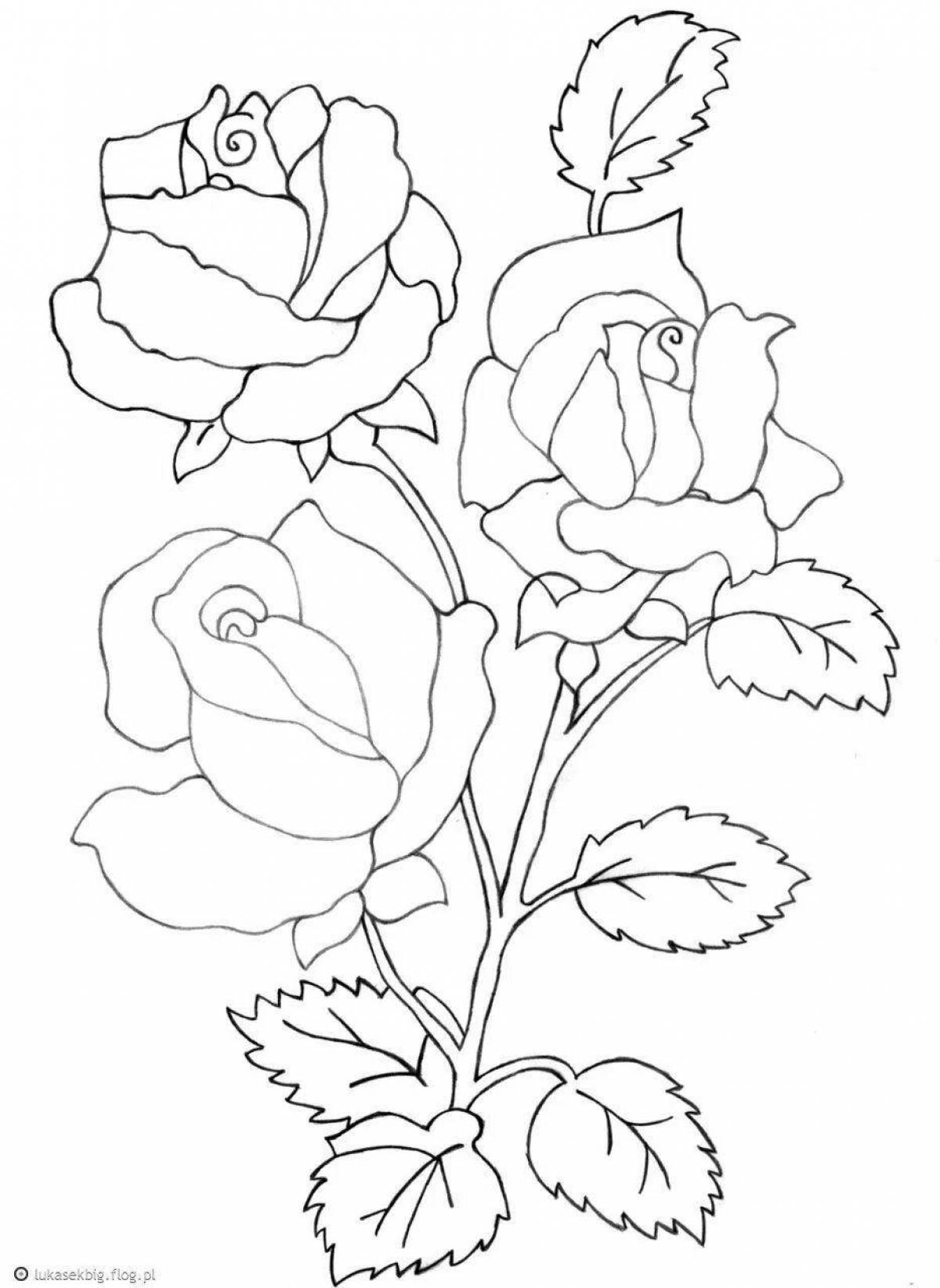 Joyful coloring roses for children 5-6 years old