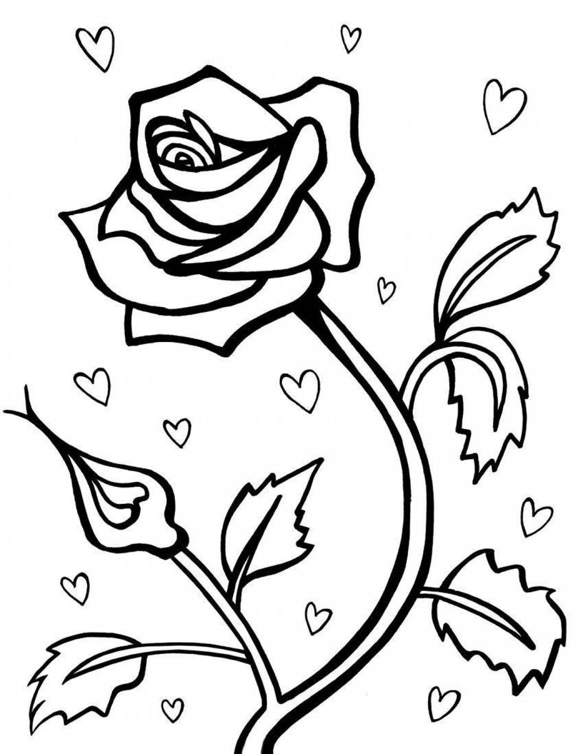 Adorable rose coloring pages for 5-6 year olds