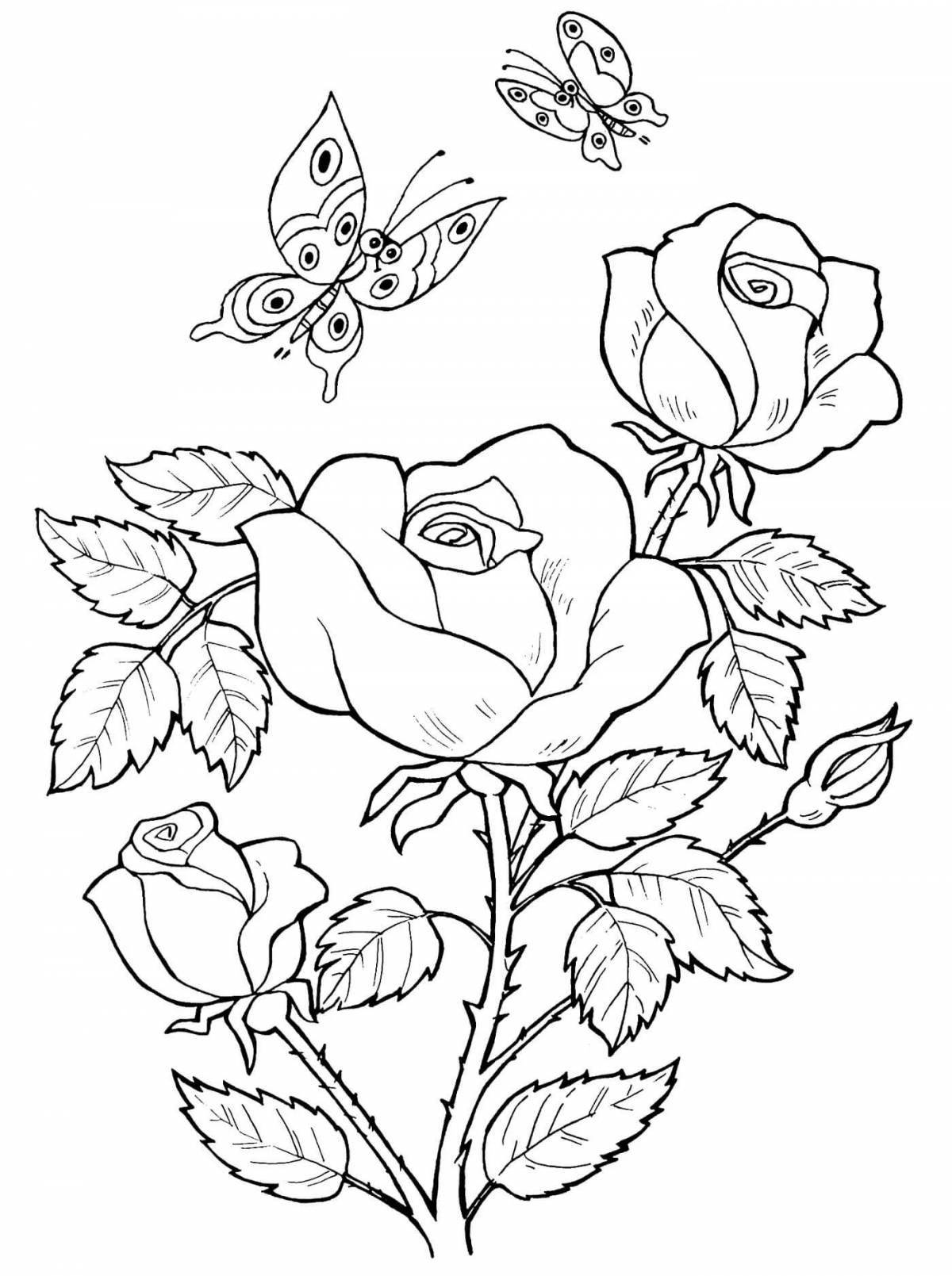 Блестящая раскраска розы для детей 5-6 лет