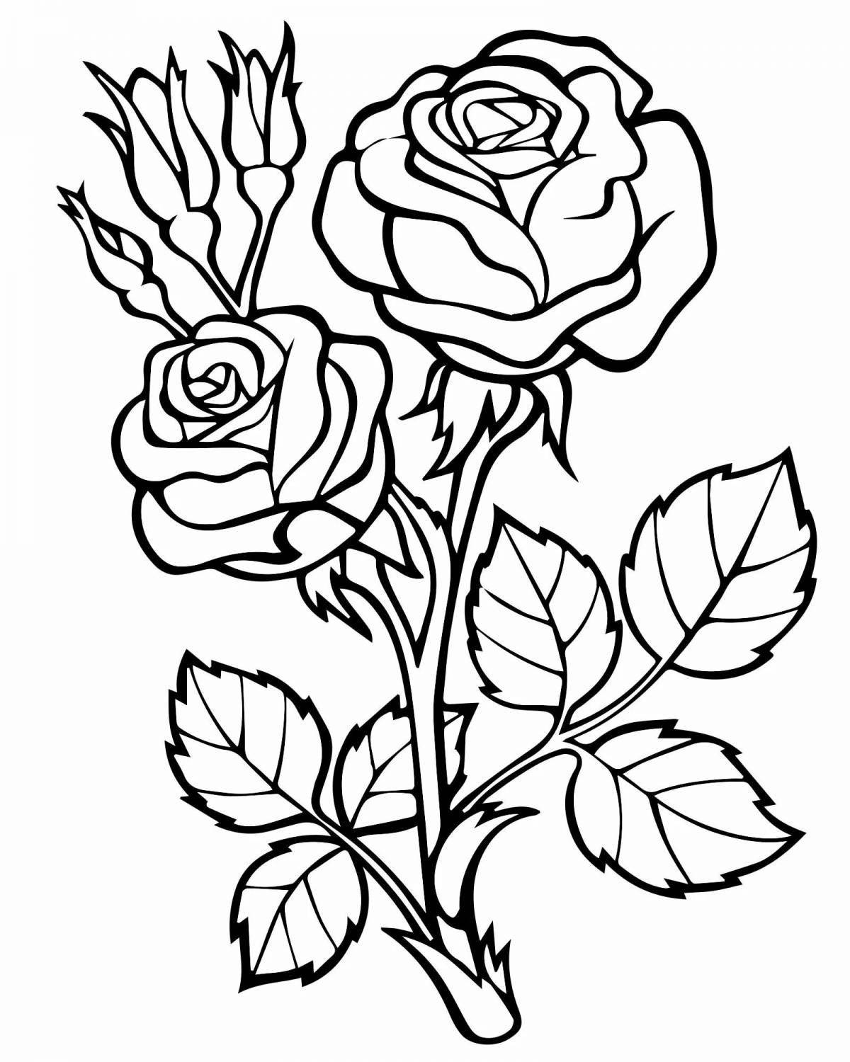 Мечтательная раскраска розы для детей 5-6 лет
