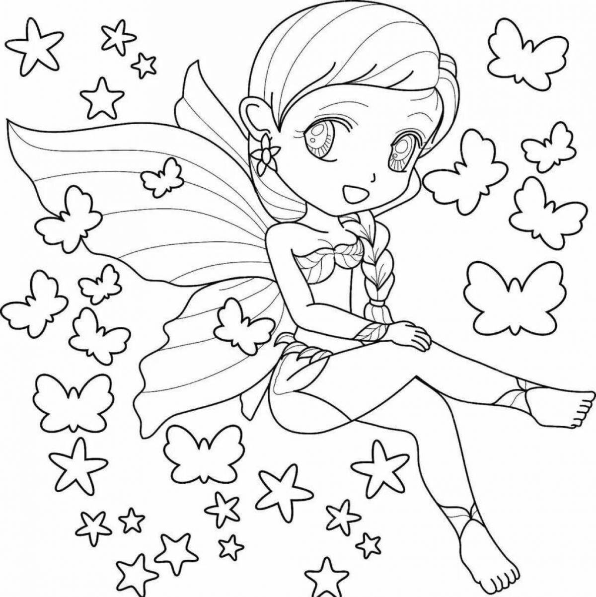 Fairy bright coloring pages for children 5-6 years old