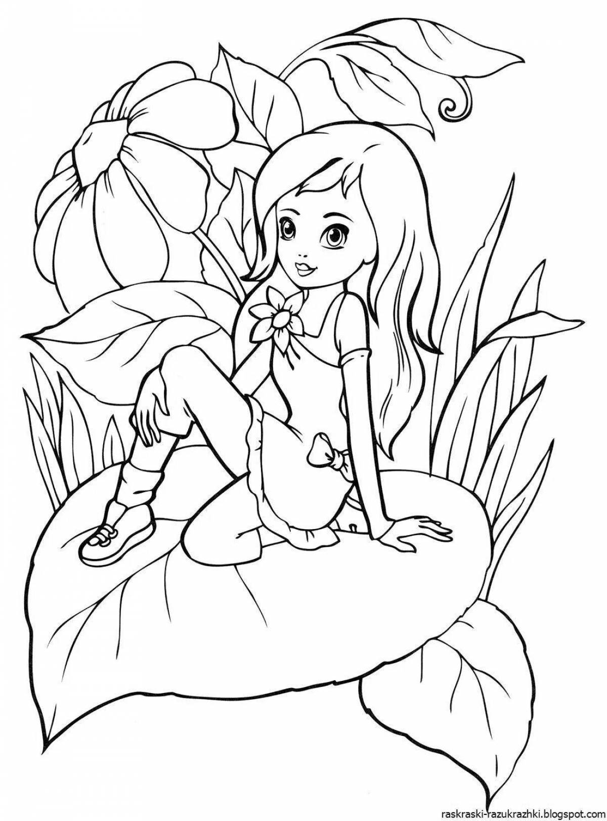Shining fairy coloring pages for kids 5-6 years old