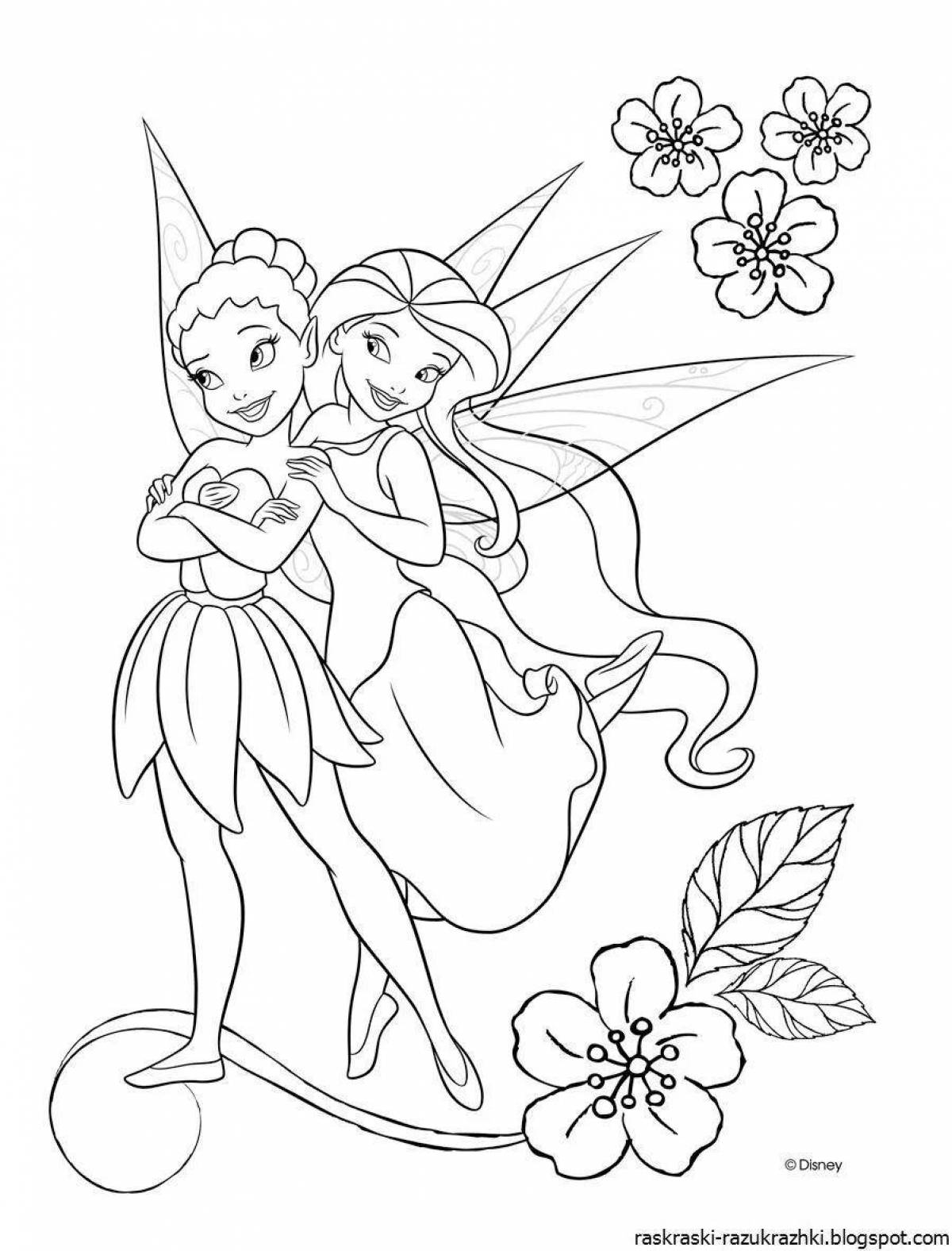 Glowing fairy coloring pages for kids 5-6 years old