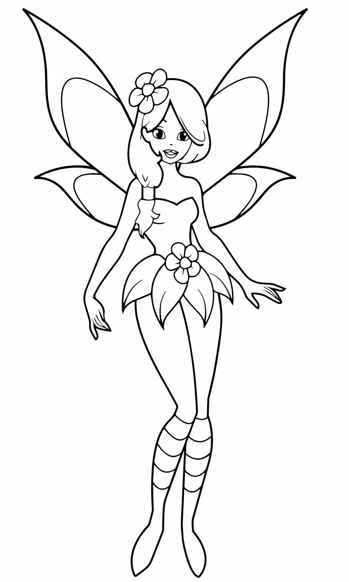 Wonderful fairy coloring pages for kids 5-6 years old
