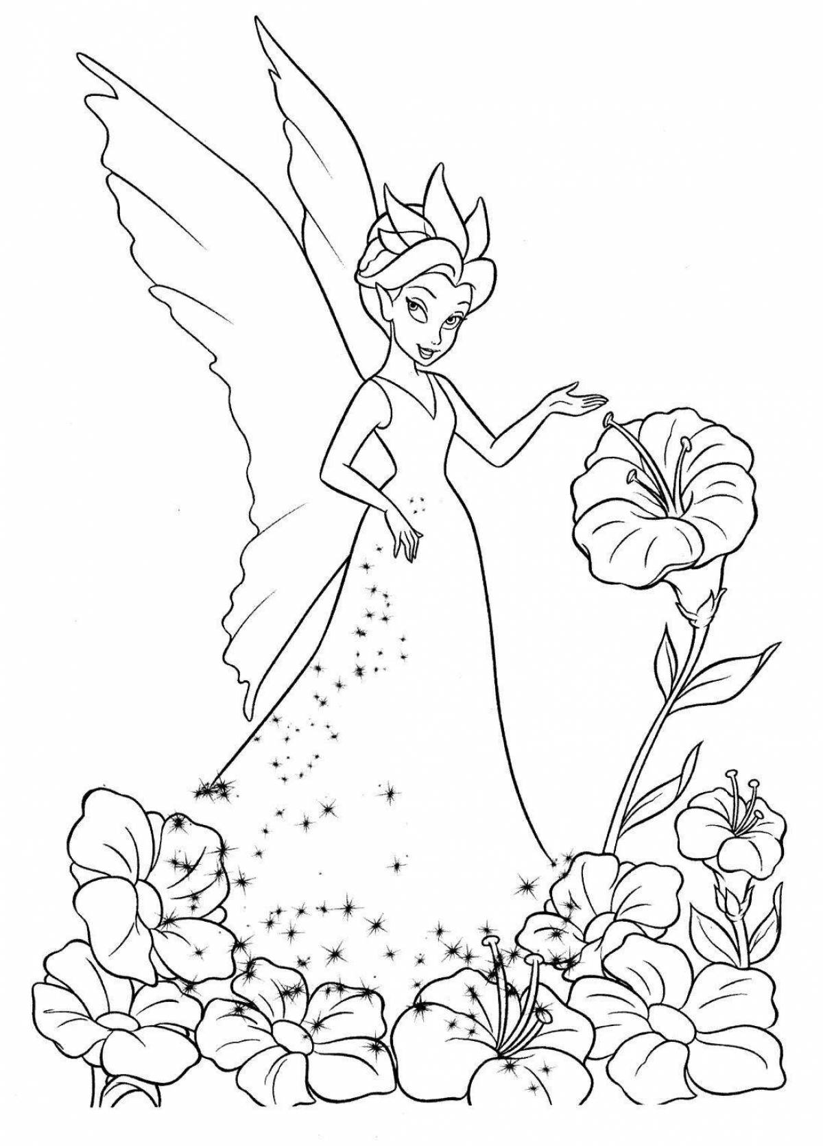 Coloring book fluttering fairies for children 5-6 years old