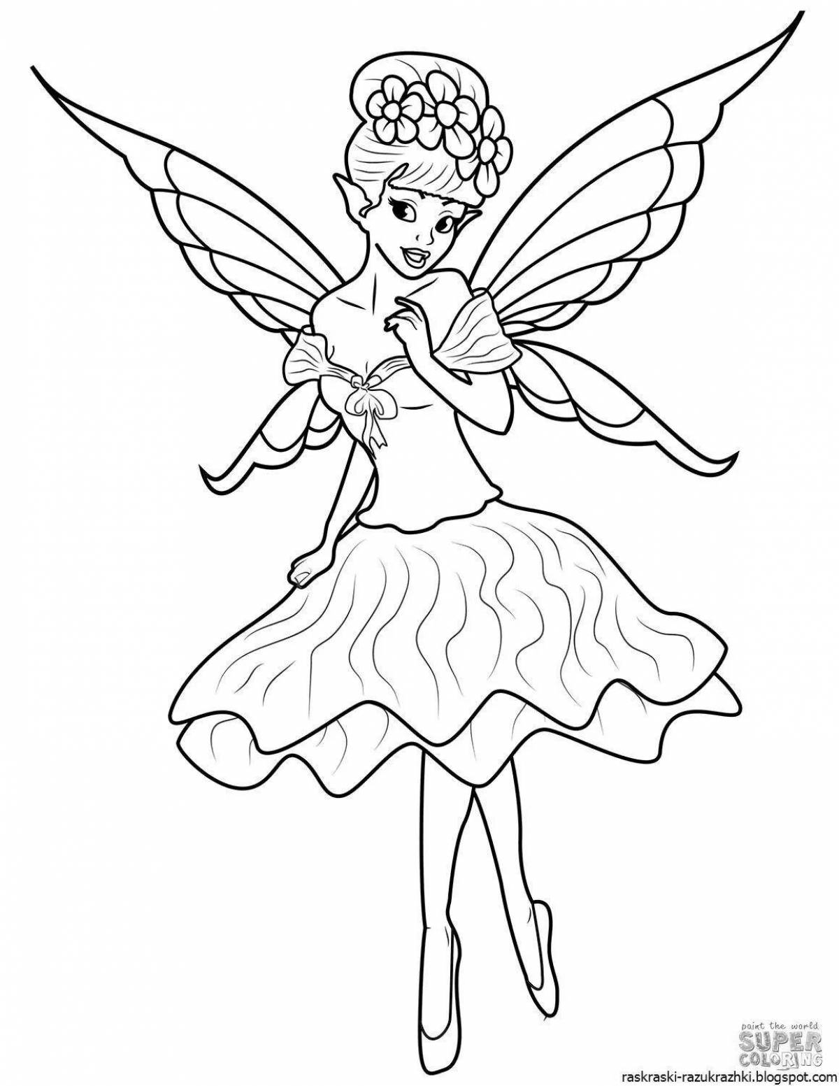 Coloring book fluttering fairies for children 5-6 years old