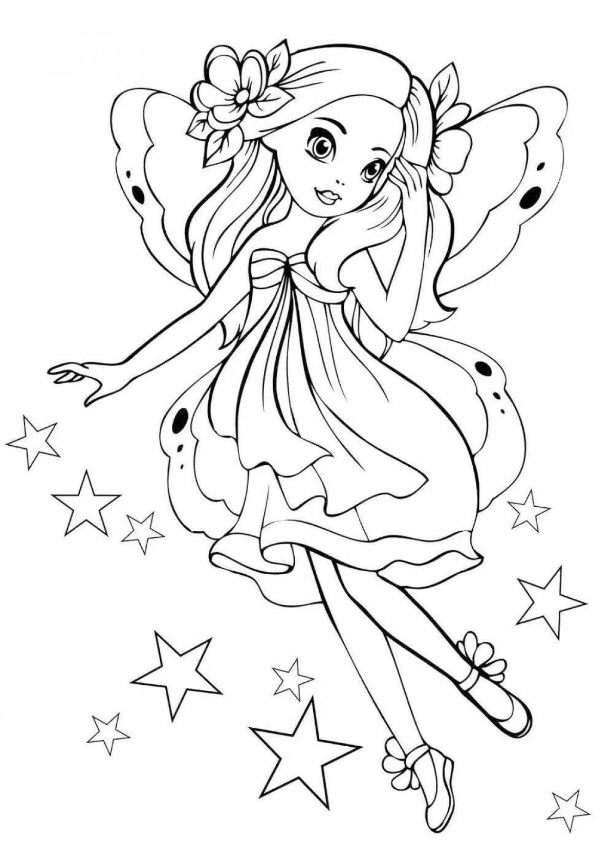 Fairy glitter coloring book for kids 5-6 years old