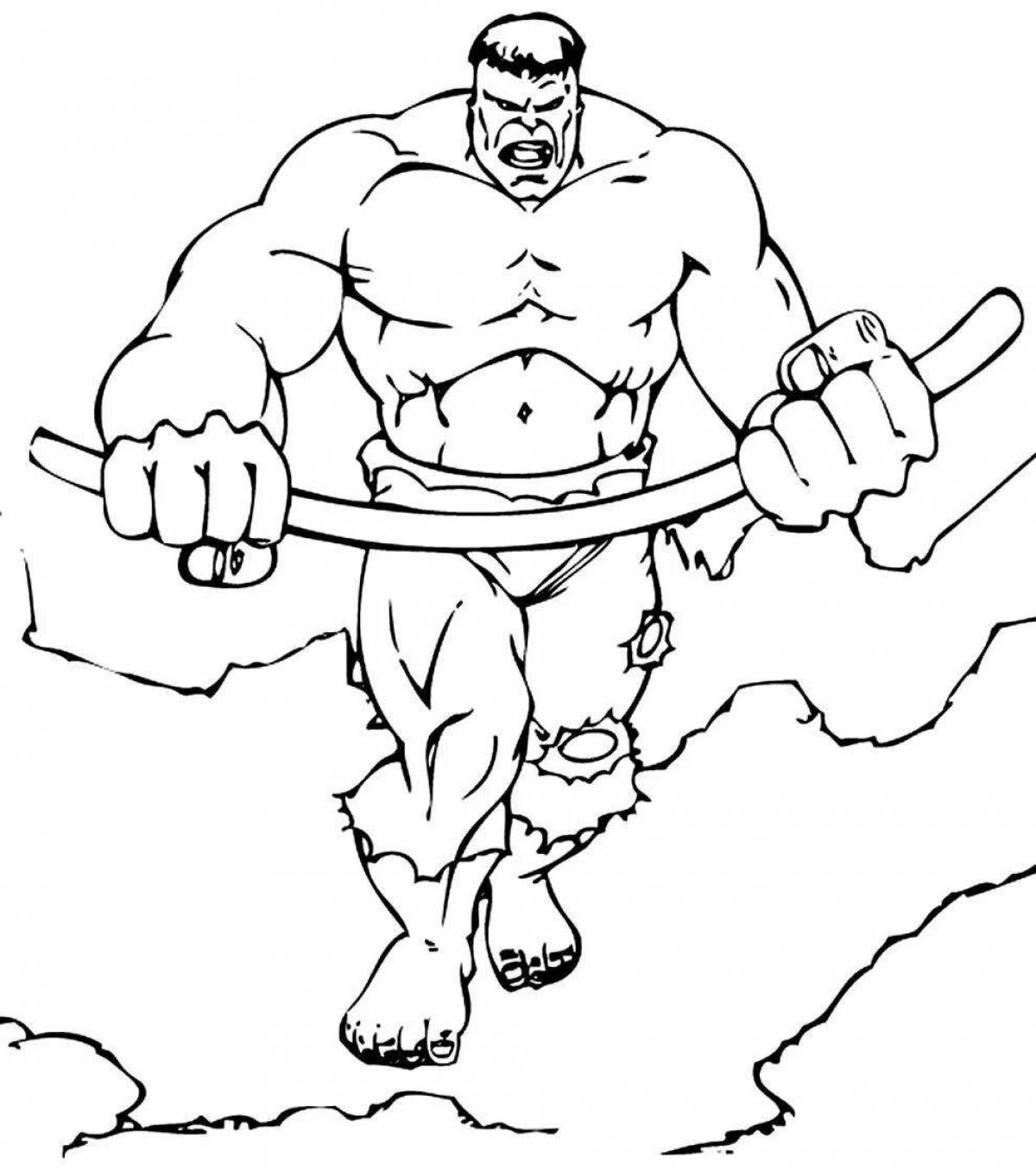 Coloring funny hulk for children 5-6 years old