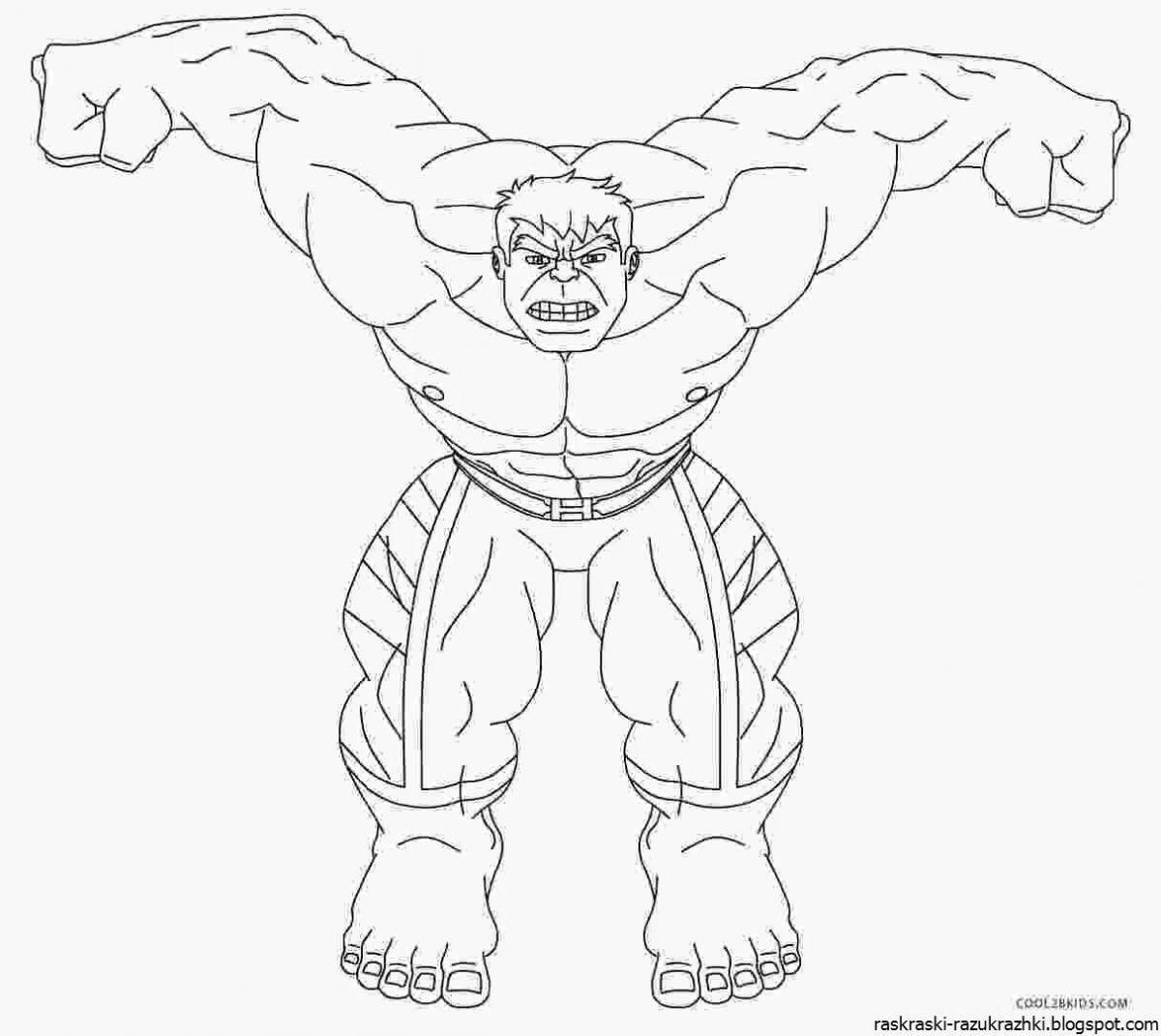 Coloring page charming hulk for children 5-6 years old
