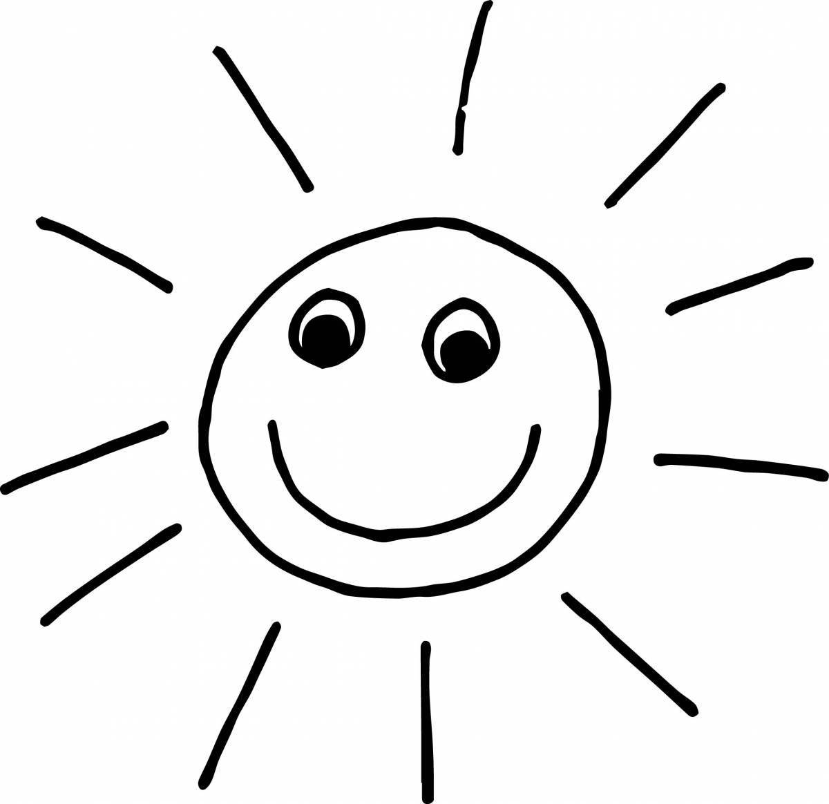 Smiling coloring sun without rays