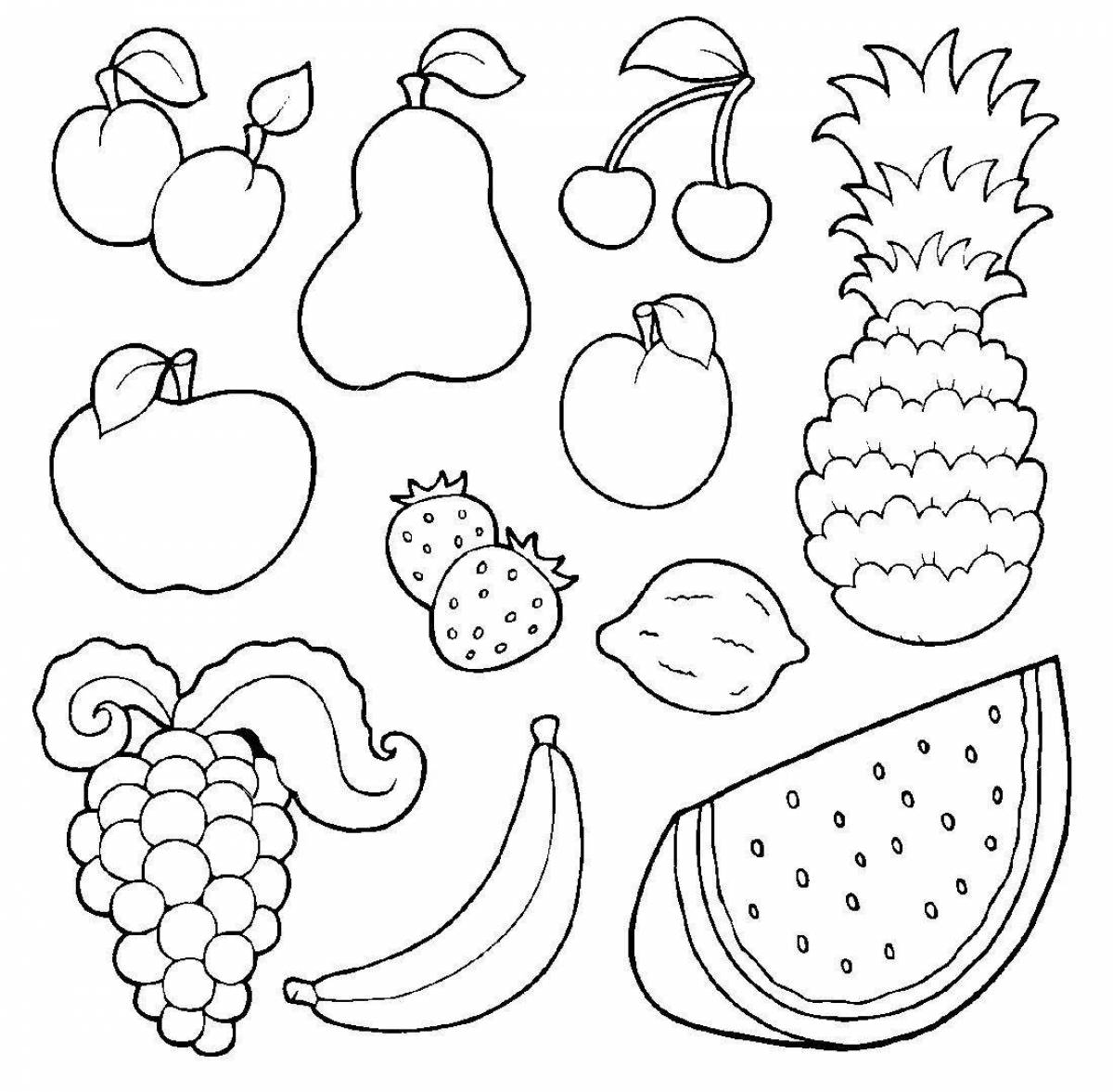 Amazing fruits and vegetables coloring book