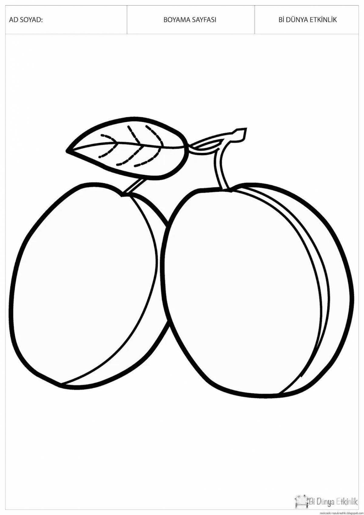 Coloring book humorous fruits and vegetables