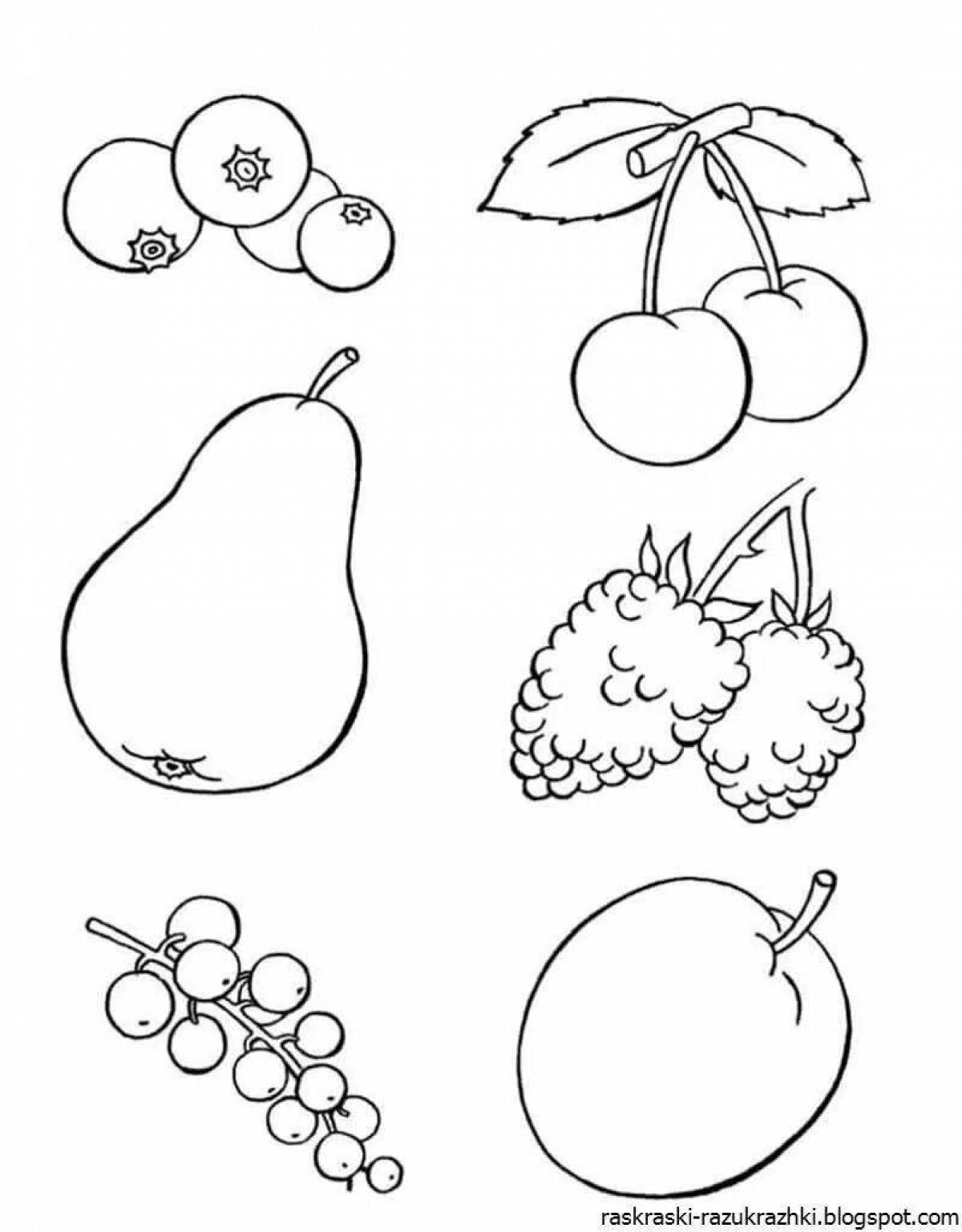Friendly fruits and vegetables coloring book