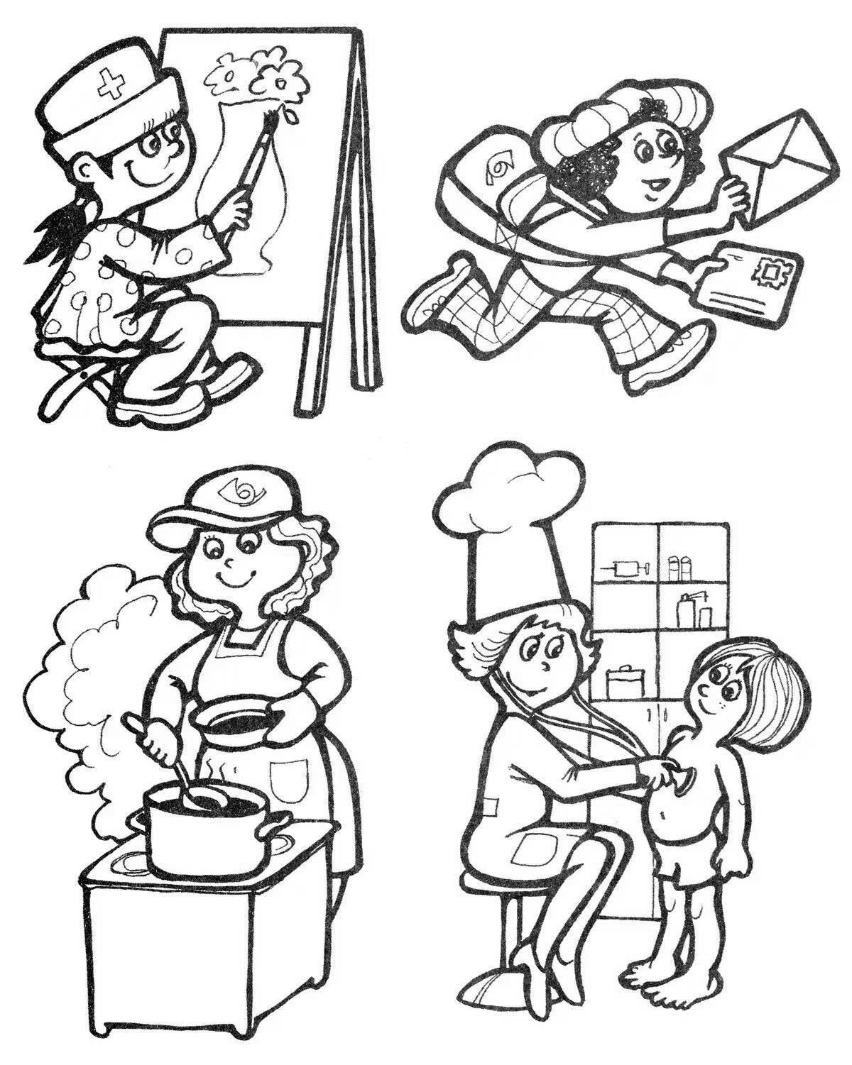 Color-dynamic coloring of professions in kindergarten