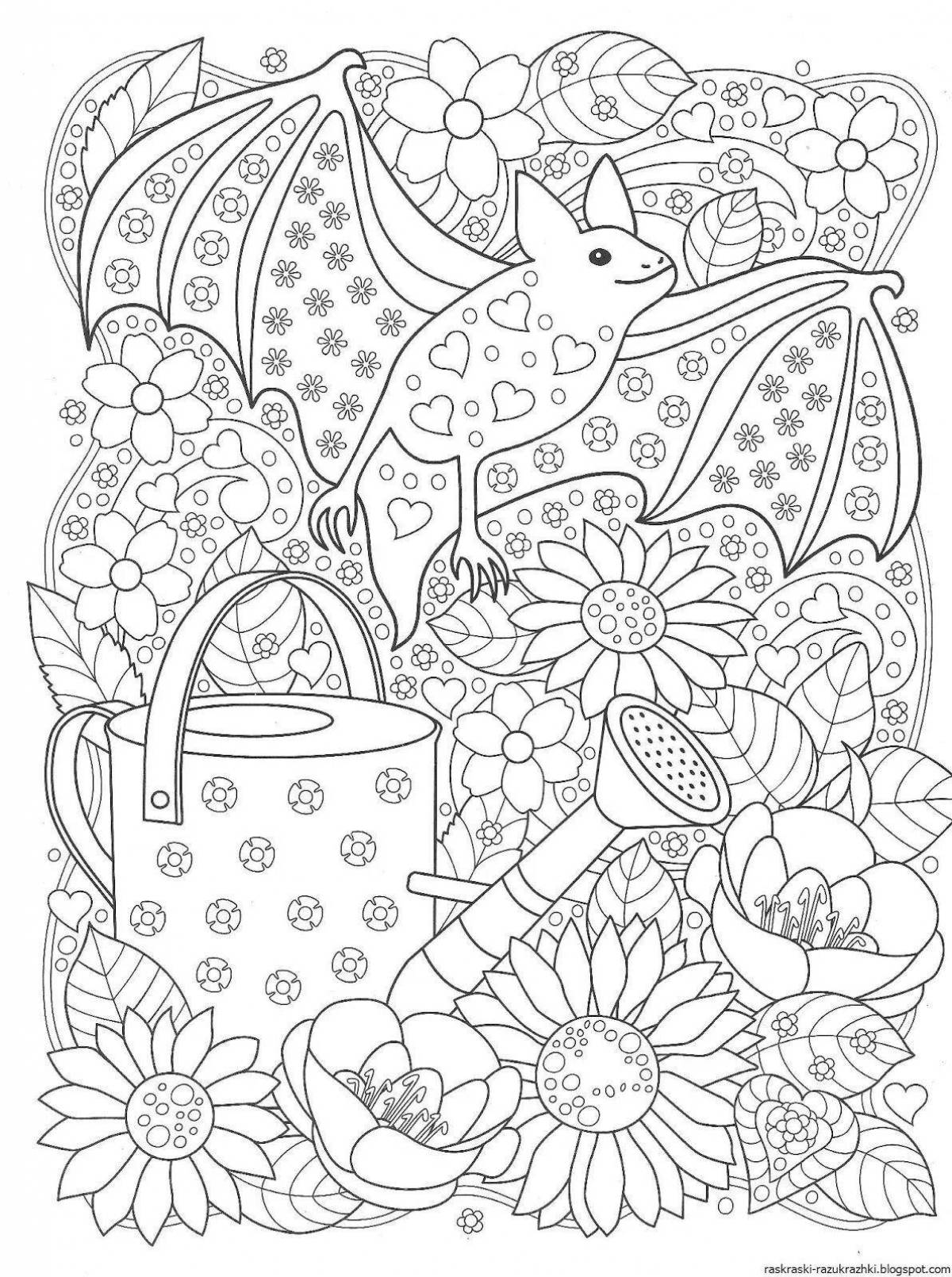 Playful anti-stress coloring book for girls