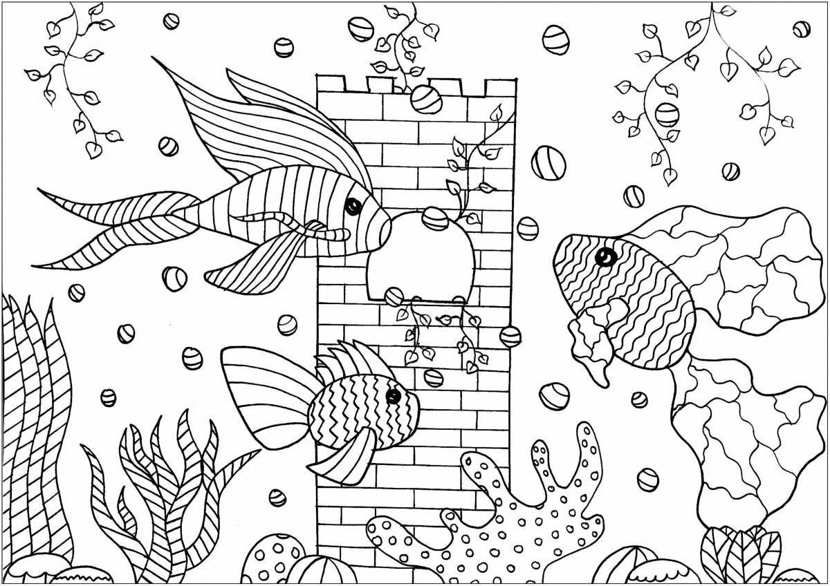 Coloring aquarium fish coloring pages for 5-6 year olds