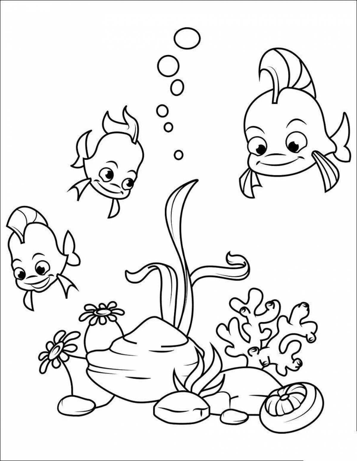 Joyful aquarium fish coloring book for 5-6 year olds